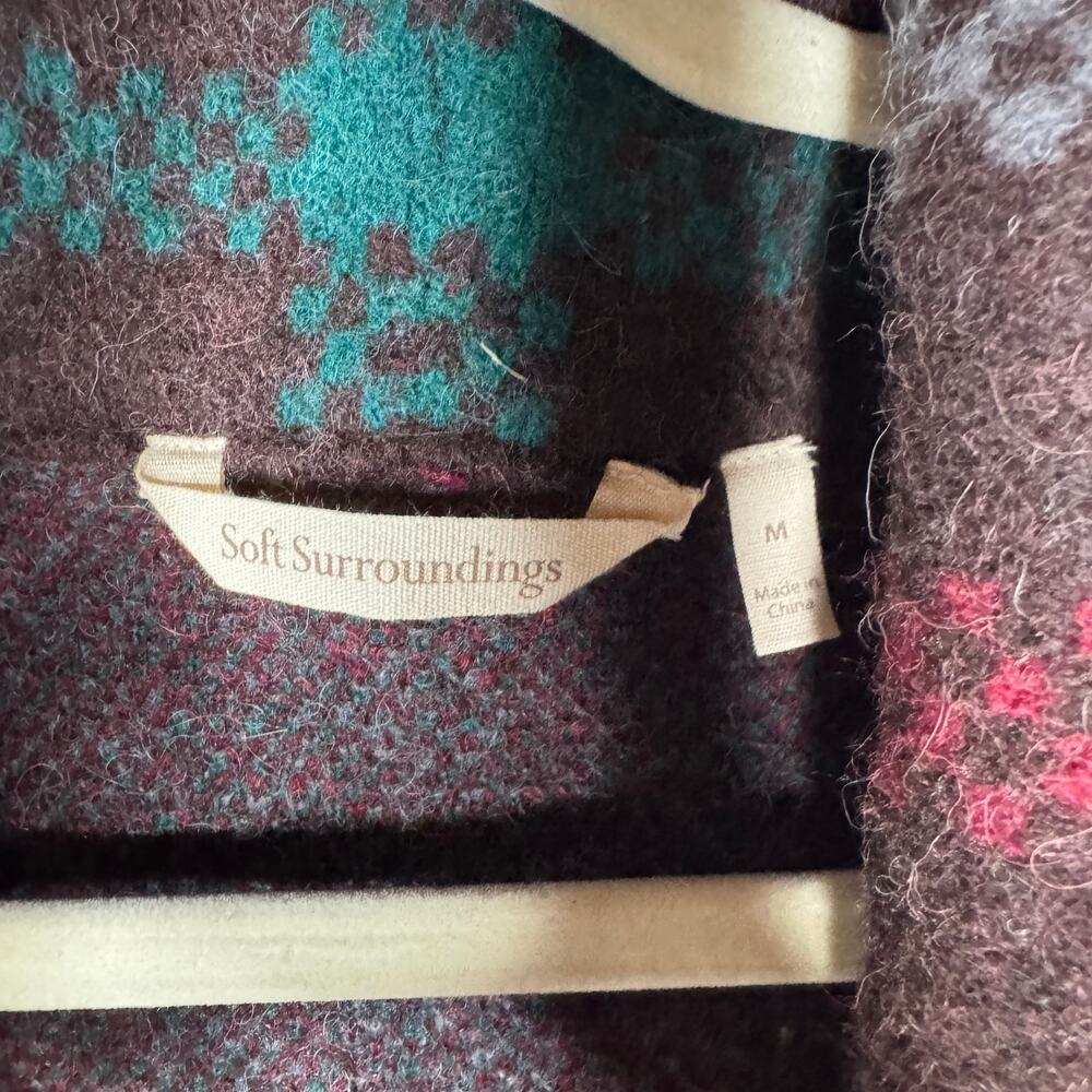 Soft Surroundings Wool Alpaca Blend Plaid Toggle Coat Jacket Med - Picture 3 of 4